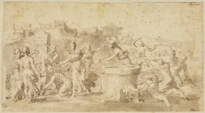 Moses Verteidigt Die Tochter Des Jethro Am Brunnen