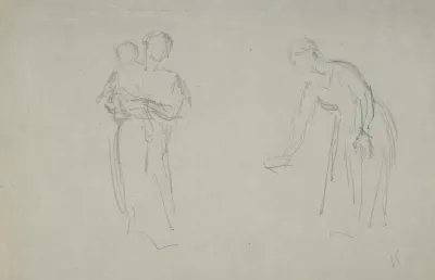 Mother And Child And A Female Figure