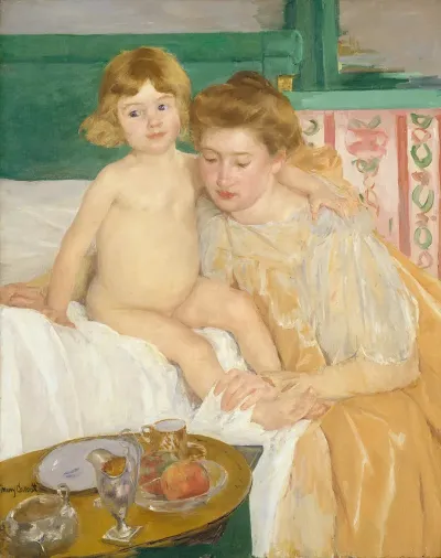 Mother And Child Baby Getting Up From His Nap
