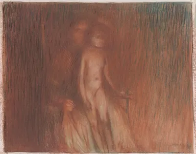 Mother And Child Before A Fire