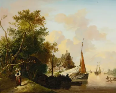 Mother And Child By A River