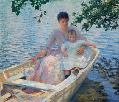Mother And Child In A Boat