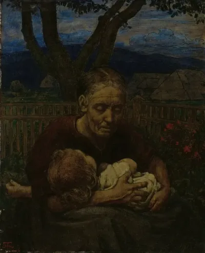 Mother And Child In A Garden