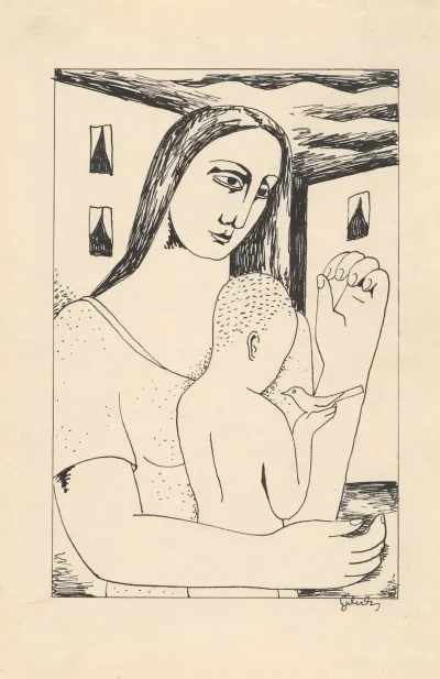 Mother And Child Playing With A Bird