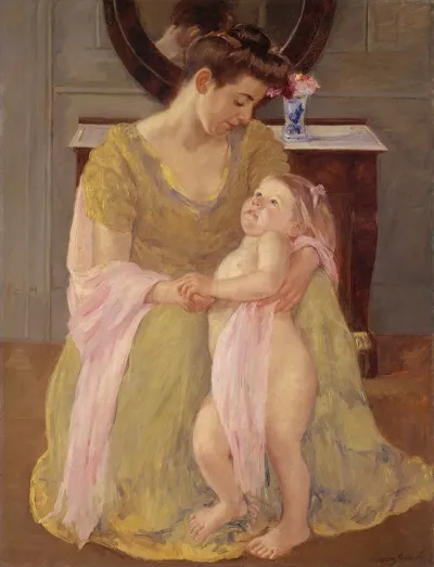 Mother And Child With A Rose Scarf
