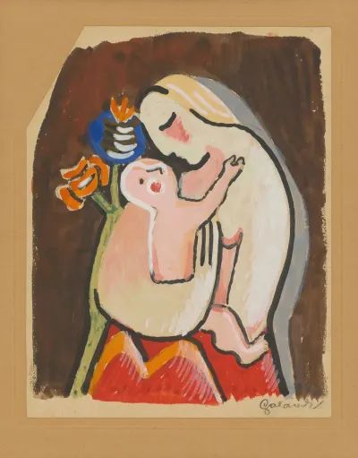 Mother And Child With Poppy