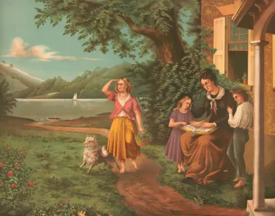 Mother And Children Reading The Bible