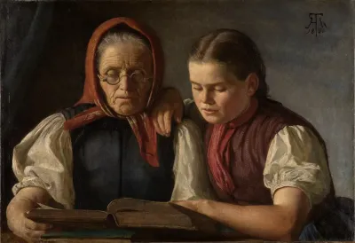 Mother And Sister Of The Artist Reading The Bible