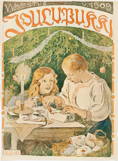 Mother And Son Antti Wrapping Christmas Gifts