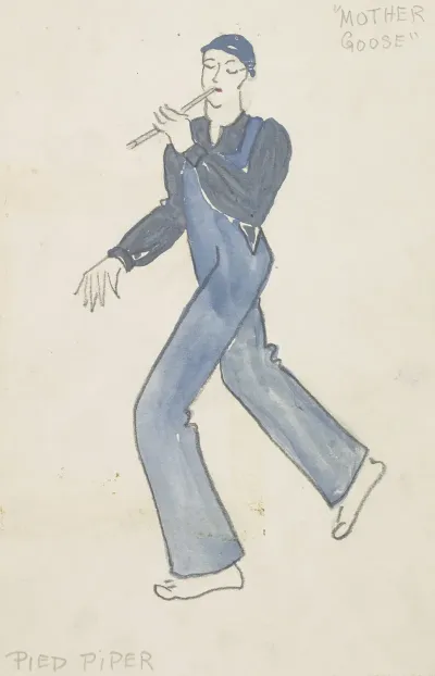 Mother Goose Goes To Town Pied Piper Blue Overalls And Cap