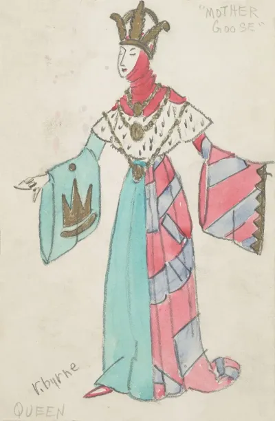 Mother Goose Goes To Town Queen Blue And Red Dress Red Wimple Gold Crown