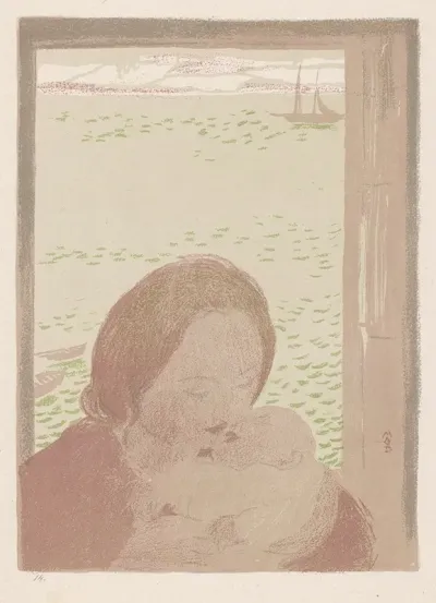 Mother With Child By The Sea