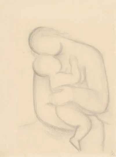 Mother With Child In Her Arms Study For The Painting Mother Seated