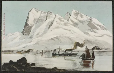 Motif With Mountain Landscape And Boats