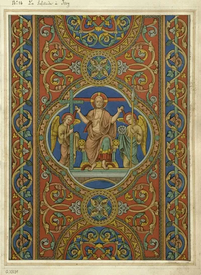 Motifs De Vitraux La Solitude A Issy Christ Entoure Danges Portant Les Instruments De La Passion Dans Un Quadrilobe