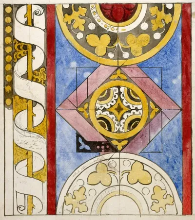 Motifs Geometriques Et Bordure A Phylactere Enroule Autour Dune Tige Vegetale