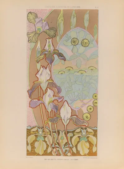 Motifs Pour Grande Frise Combinaisons Ornementales Iris Et Clematite