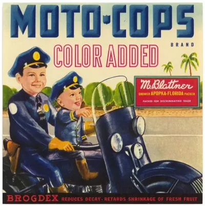 Moto Cops Brand Produce Label