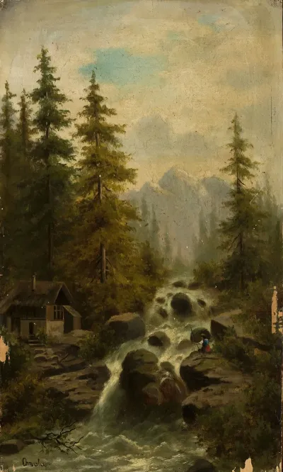 Mountain Landscape With A Waterfall 2