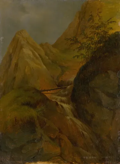 Mountain Landscape With A Waterfall 3