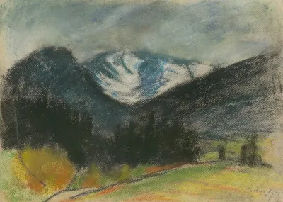 Mountain Landscape With Snowy Peaks