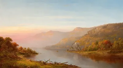 Mountain River Scene Autumn Of The Hudson