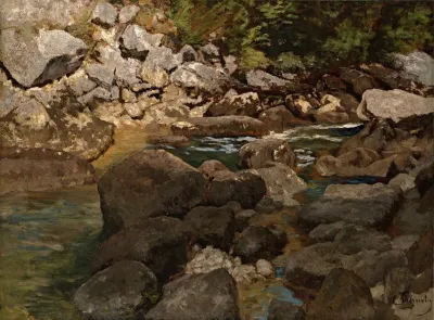 Mountain Stream With Boulders