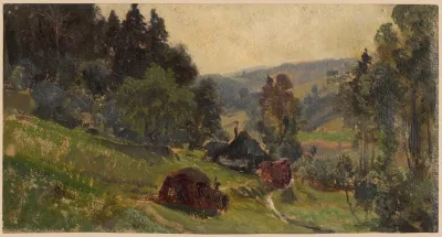 Mountain Valley With A Path Leading Towards A Farm In Przesieka