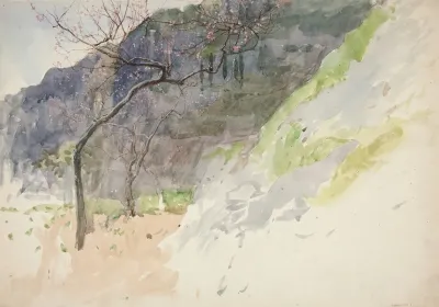 Mountainous Landscape With Budding Trees