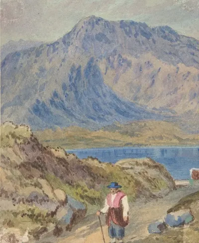 Mountainous Landscape With Hiker