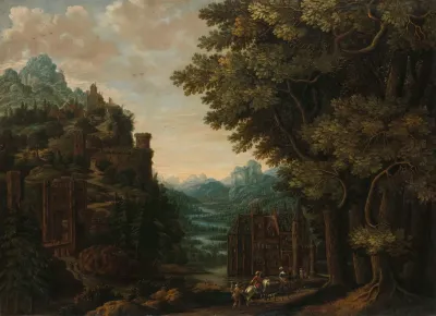 Mountainous Landscape With River Valley And Castle