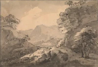 Mountainous Landscape With Rocky Crag At Right