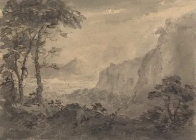 Mountainous Landscape With Trees High Crags To The Right