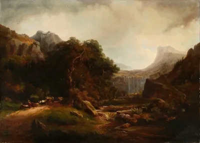 Mountainous Landscape With Waterfall 4