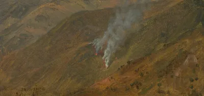 Mountainside With Brush Fire
