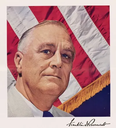 Mounted Portrait Of Franklin D Roosevelt