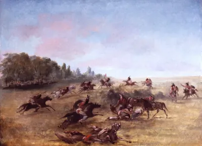 Mounted War Party Scouring A Thicket