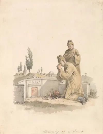 Mourning At A Tomb