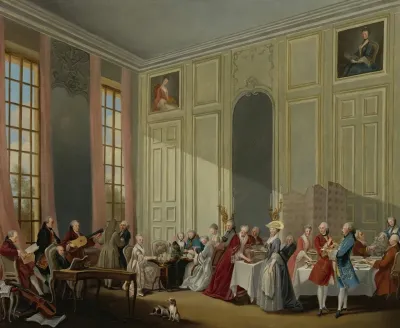 Mozart Giving A Concert In The Salon Des Quatre Glaces Au Palais Dutemple In The Court Of The Prince De Conti