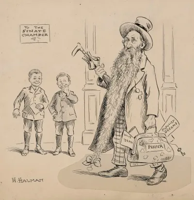 Mr Peffer As Old Man Going To Senate Chamber With A Carpetbag Of Wild Ideas And Populist Dreams