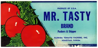 Mr Tasty Brand Tomato Label