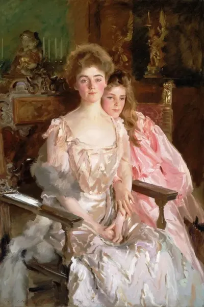 Mrs Fiske Warren Gretchen Osgood And Her Daughter Rachel