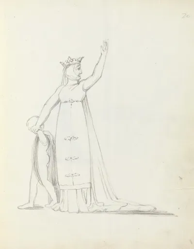 Mrs Siddons Leading Child By The Hand With Left Arm Raised