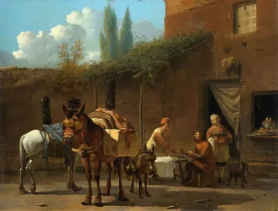 Muleteers At An Inn