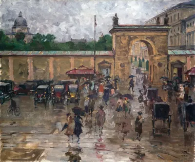 Munchen Odeonsplatz Im Regen