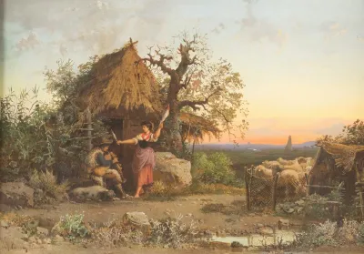 Music Making Shepherds Rome In The Background