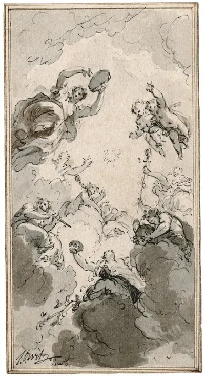 Musicerende Figuren In De Wolken