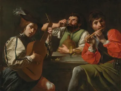 Musicians And Drinkers In An Interior