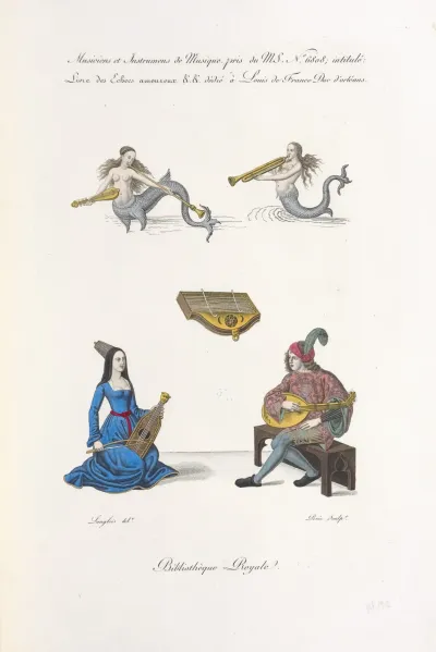 Musiciens Et Instrumens De Musique Pris Du Ms No 6808 Intitule Livre Des Echecs Amoureux Dedie A Louis De France Duc Dorleans