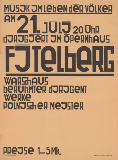 Musik Im Leben Der Volker Am 21 Juli 20 Uhr Dirigiert Im Opernhaus Fitelberg Warschaus Beruhmter Dirigent Werke Polnischer Meister Preise 1 5 Mk